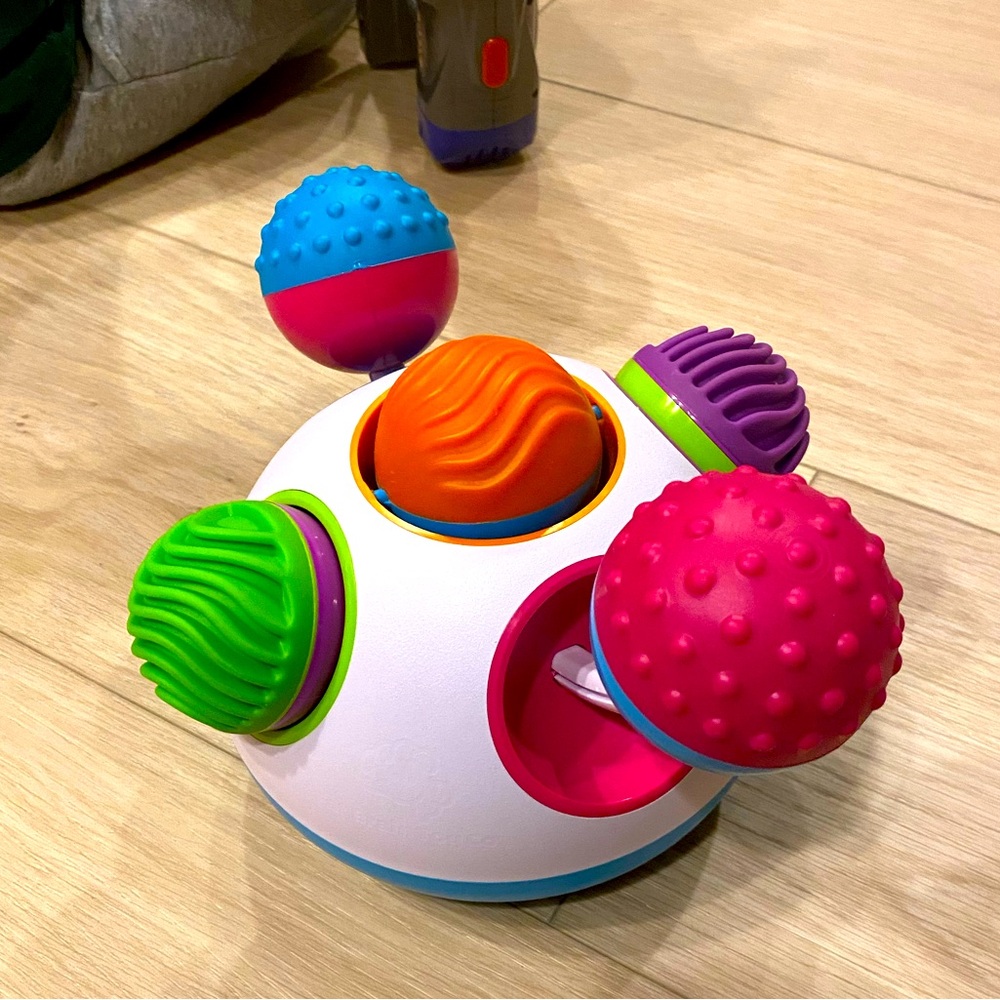 Fat Brain Toys Klickity Sensory Baby Toy, Multi-Textured Early Development, 12M+
